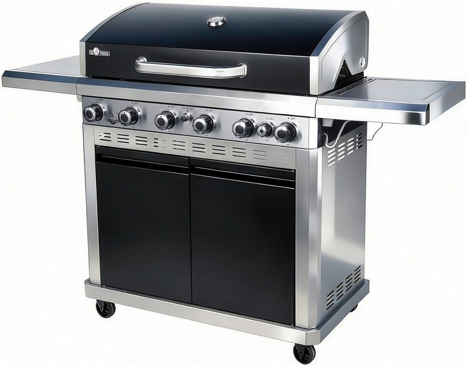 El Fuego Gasgrill Detroit, 18 kW (6 Brenner je 2,5 kW + 1 Seitenbrenner 3,0 kW)