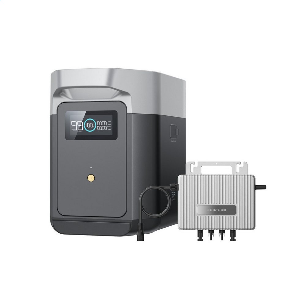 Ecoflow Balkonkraftwerk EcoFlow Delta 2 Powerstation 1024Wh mit Stream Mikrowechselrichter, (1 024 Wh Solargenerator, LiFePO4-Batterie, Schnellladung von 0-80% in 50 Min., erweiterbar auf 3 kWh), für Zuhause, Camping und Reise
